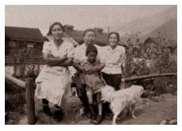 Mother and neighbors on fence