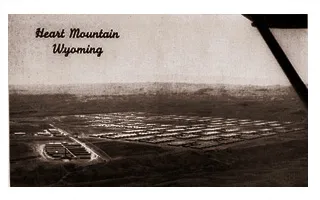 Aerial view postcard of camp